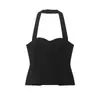 Para Comercio Exterior Europeo y Americano Transfronterizo Ropa de Mujer Aliexpress Más Vendido Verano Sexy Versátil Blanco y Negro Cuello Halter Ajustado Camiseta sin Mangas