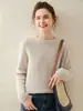 Otoño e Invierno Cuello Redondo Hecho a Mano Tejido Cachemir Artesanía Cachemir Nuevo Estilo para Mujer Suéter Tejido de Cachemir para Abrigo