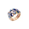 Anillos Populares Transfronterizos, Anillos de Aceite Pintados, Anillos de Fiesta con Patrón de Ola Europeos y Americanos, Joyería de Línea Elástica con Pedrería para Mujeres