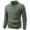 Otoño Invierno Nuevo Suéter Casual de Punto con Media Cremallera para Hombre Moda Juvenil Caliente Jersey de Punto