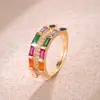Anillo Ajustable de Zirconia con Gradiente Arcoíris de Lujo Ligero Chapado en Cobre Oro de 18 Quilates Moda Joyería Popular Transfronteriza Europea y Americana Temu