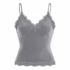 Camisole de renda com decote em V e detalhes de cílios para mulheres, com bojo embutido, modeladora e valoriza a silhueta, pode ser usada como peça externa