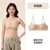 Sujetador líquido sin costuras de tirante brillante y escote bajo para mujeres con poco busto, top tipo camiseta push-up, invisible, fino, de verano, sujetador sin aros