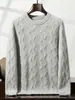 Nuevo suéter de cachemira grueso de tres hilos de cinco agujas con cuello redondo para otoño e invierno para hombre, prenda interior de punto con diseño de trenzas