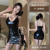 Lingerie Sexy Couro Patente Sexy Vazado Saia Quadril Vestido Alça Fenda Sexy Spice Girl Brilhante Uniforme de Bar