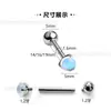 Brincos de Liga de Titânio F136 Pedra da Lua Opala Ponta Dupla Rosca Interna Piercings de Orelha Studs Cocleares Piercings de Língua Atacado em Estoque