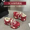 Zapatos Rojos Super Trendy 2025 para Mujer, Boda de Invierno, Año del Zodiaco, Zapatos de Abuelo Pulpo, Zapatos Casuales con Suela Gruesa para Aumentar la Altura