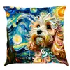 Amazon deseo transfronterizo nuevo creativo pintura al óleo funda de almohada de perro cojín de asiento de coche cojín impreso