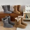 Hay Nubes en el Árbol 2025 Invierno Botas de Caballero Lana Engrosada Botas de Nieve Mujer Piel Integrada Suela Gruesa Cálidas Botas de Algodón