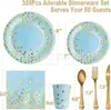 Bandeja de Papel para Fiesta de Puntos Dorados Azules Bandeja de Papel para Cumpleaños Año Nuevo Vaso de Papel Servilleta de Papel Suministros Desechables para Decoración de Escritorio