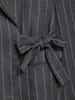 Primavera 2026 Nuevo Blazer Casual Holgado a Rayas Estilo Commuter con Lazo y Cruzado Manga Larga para Mujer