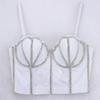 Corrente Coroa Francesa Nicho Tamanho Plus Sling Feminino Uso Interno Top Espartilho de Barbatana de Peixe com Contas Diamante Brilhante