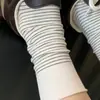 ¡Artículo básico imprescindible! Calcetines de rayas finas retro sin costuras, calcetines de algodón australiano estilo universitario coreano para mujer, calcetines casuales holgados japoneses