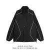 Chaqueta de otoño e invierno para hombre, repelente al agua, corte holgado, talla grande, prenda exterior, chaqueta con cuello alto, chaqueta a rayas