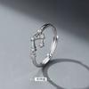 Anel Shiai em Prata de Lei S925 para Mulheres Estilo K Pequeno Fresco e Simples Cravejado com Diamantes Doze Constelações Anel Único Ajustável Popular