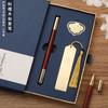 Bolígrafo de firma de madera roja, estuche de regalo, estilo retro, madera maciza, bolígrafo de agua neutra, marcador de metal y latón, bolígrafo de negocios con letras