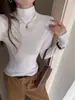 Nueva Camiseta de Canalé Elegante y a la Moda, Manga Larga, Cuello Alto, Base de Canalé, Versátil, Sensación de Alta Gama, Prenda Base