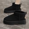 BML6899 Zapatos de Invierno para Mujer Nuevos 2024 Casual Color Sólido Suela Gruesa Aumentados Cálidos Estilo Coreano Zapatos de Algodón Botas de Nieve