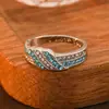 Anillo de Moda Transfronterizo Azul y Blanco Exquisita Gema Anillo de Boda Cepillado de Alta Gama Lujo Ligero Joyería Simple para Hombres y Mujeres