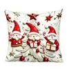 Funda de Almohada Serie Navideña con Estampado de Papá Noel y Muñeco de Nieve, Funda de Cojín Blanca, Almohada de Papá Noel