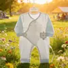 26 Romper de Algodón Delgado Estilo Mariposa Sin Costuras de Dibujos Animados para Bebé Recién Nacido de Verano con Puños Elásticos y Cierres de Velcro 52-59 #