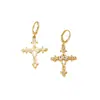 E-commerce transfronteiriço joias atacado brincos de cruz de diamante feminino nicho alto senso brincos de zircônia em formato de coração atacado
