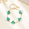 Pulseira de Aço Inoxidável com Flor Tridimensional de Trevo de Quatro Folhas, Elegante e Fashion, Acessório de Mão Fácil de Combinar, Joia de Mão 520 Atacado
