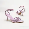 Nuevos Zapatos de Tacón Alto con Puntera Puntiaguda y Pedrería, Sandalias de Tacón Alto Abiertas para Noche, Elegantes y Lujosas Sandalias de Tacón de Aguja Adornadas con Pedrería
