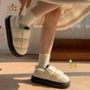 Pantuflas de Algodón Impermeables para Mujer, Nuevo Modelo Otoño e Invierno 2026, Calientes para el Hogar Interior, Zapatos de Algodón Cerrados de Felpa para Pareja para Mujer, Adecuados para Uso en Exteriores