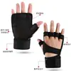Guantes de Fitness Palma Antideslizante Protector Gimnasio Equipo Mancuerna Levantamiento de Pesas Presurizado Correa Larga para Muñeca Guantes de Entrenamiento