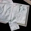 Pijama de Punto Jacquard Rayado de Seda Helada Nuevo Lindo Gatito para Primavera y Otoño 2025 Traje de Ropa para el Hogar para Mujer