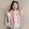 Jaqueta com Laço para Meninas, Estilo Primavera e Outono, Corta-vento Rosa Estilo Coreano para Meninas Pequenas, Blusa Casual para Crianças Pequenas