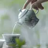 Bule de Chá de Bambu com Pedra Taihu Pintado à Mão das Dinastias Tang e Song, Conjunto de Chá de Porcelana Azul e Branca com Filtro de Furo de Bola, Bule Único de Lâmpada de Palácio Doméstica