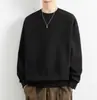 Moletom pesado com gola redonda para homens, base lisa com retalhos coloridos, nova coleção outono 2026, camiseta versátil de manga longa para trabalho e uso casual