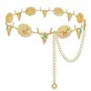 Nueva cadena de cintura estilo europeo y americano, cadena metálica decorativa vintage, accesorio de moda para vestidos, accesorio versátil elegante para mujer de estilo étnico calado