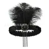 Diadema Retro Años 20 Diadema para el Cabello Fiesta Actuación Novia Baile de Graduación Tocado Diadema Pluma de Pavo Real Diadema Negra