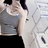Camisola de Moda Americana a Rayas Rojas Primavera 2025 Nueva Ropa para Mujer Blanqueadora Ajustada Diseño de Nicho Tops