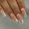 Venda quente transfronteiriça tubo de água simples branco bolinhas francesas unhas postiças de apertar adesivos de nail art pontas de unhas vestíveis