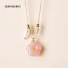 Pendente de Ágata de Fonte de Sal Natural Estilo Retrô Corda Trançada à Mão Flor de Pessegueiro Rosa Jade Nuvens Auspiciosas Cadeado Novo Item Quente Colar Feminino