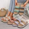 Comercio Exterior 2025 Verano Nuevos Zapatos Planos de Suela Gruesa con Tacón Bajo para Mujer Boca de Pez Trenzados de Cuerda de Cáñamo Zapatillas de Plataforma Cómodas de Suela Gruesa Venta al por Mayor