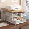 Soporte pequeño de doble capa para copiadora, organizador de escritorio de oficina, estantería de mesa, a prueba de óxido, estante de almacenamiento multicapa