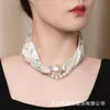 Elegante Bufanda de Seda Estilo Chino con Hebilla Magnética Set de Cadena de Perlas Bufanda Versátil de Moda Multifuncional Protección para el Cuello de Primavera y Verano Bufanda Decorativa