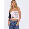 Top de tirante único estampado para mujer 2026, Estilo sexy sin espalda de deseo puro para verano, Top corto exterior