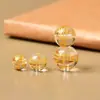 Cuentas de Imitación de Cristal Blanco Natural al por Mayor con Cinco Sutras, Grabado Estampado en Oro, Cuentas Redondas, Accesorios Semi-Terminados para Joyería DIY