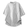 Camiseta de Color Sólido con Corte Desestructurado y Hombro Recto para Hombre, Verano Nicho Casual Diseño Manga Corta Marca de Moda Americana High Street Manga Media