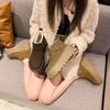 Zapatos Burkham de suela gruesa para aumentar la altura, zapatos de mujer, botas de nieve cálidas con forro polar, zapatos acolchados de algodón, botas Martin cortas de invierno nuevas 2024