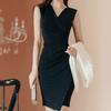 Vestido sin mangas con escote en V y bolsa sexy, elegante, ajustado, estilo coreano, estilo transfronterizo, para mujer, verano 2023, 1870