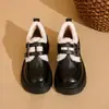 Sapatos de Pelúcia Versáteis Estilo Coreano para Mulheres 2026 Outono/Inverno Novidades Sapatos de Algodão com Veludo Extra Mocassins Quentes de Solado Grosso Pequenos Sapatos de Couro Femininos