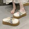 Zapatillas de media punta Baotou para mujer Verano para exterior 2025 Nuevo Todo-combinable Punta redonda Plano Zapatos de una sola capa Zapatos sin cordones Zapatos casuales