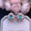 Aretes de Topacio Paraíba Natural con Piedra Principal de 4*6mm, Calidad de Cuerpo Completamente Limpio, Color Fuego Súper, Montura de Precisión en Plata 925